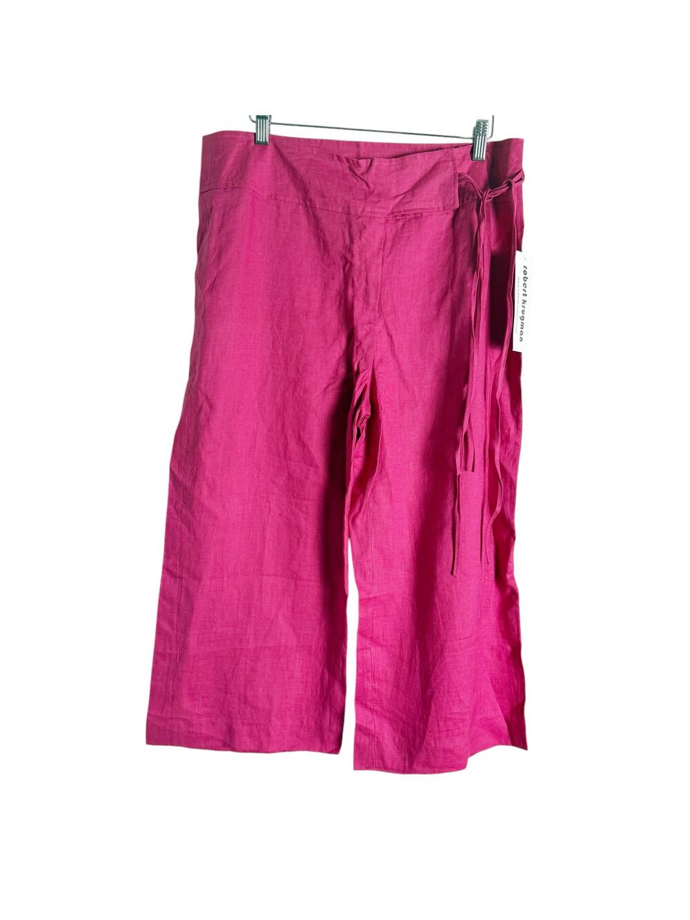 Vintage Robert Krugman Hot Pink Linen Cropped Wide Leg Pants Size 12